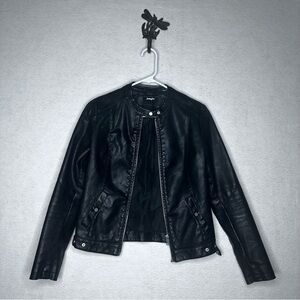 Women's (Jennyfer) Black Leather Faux Jacket - Size S